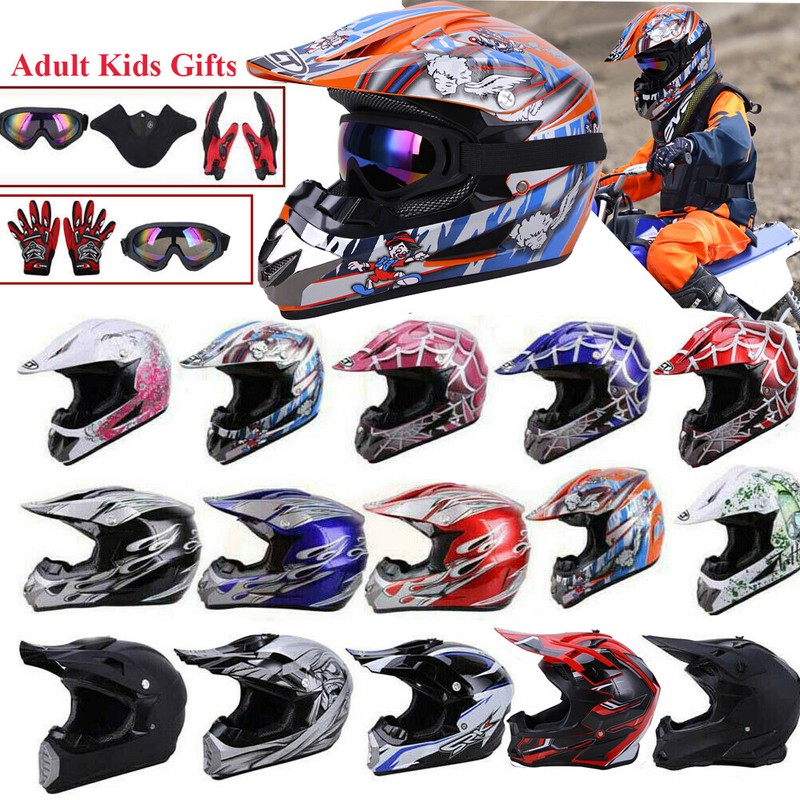 DOT Youth Kids Helmet W/ Goggles /Gloves Motocross MX Off-Road Dirt Bike ATV UTV