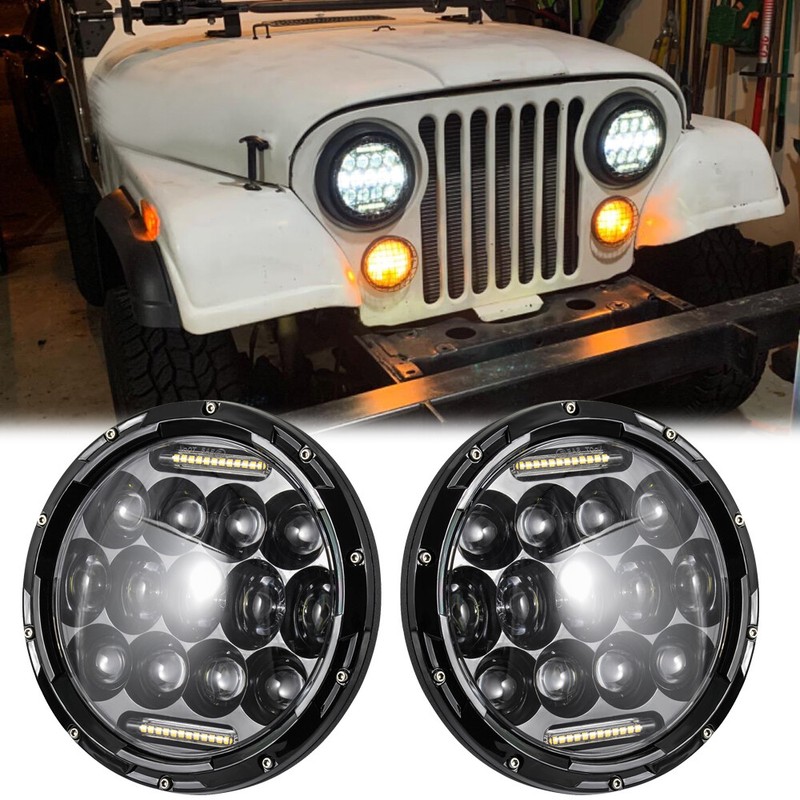 7'' LED Front Headlight Lamp DRL Turn Signal Beam IP67 for JEEP