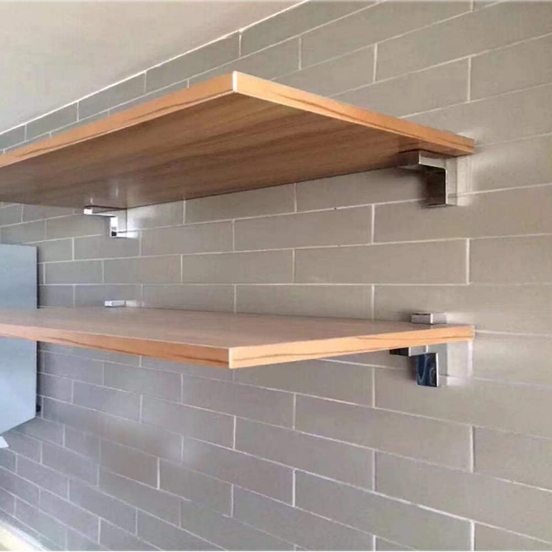 2 Pcs Adjustable Wood/Glass Floating Shelf Brackets Wall Mount, Polished Chrome