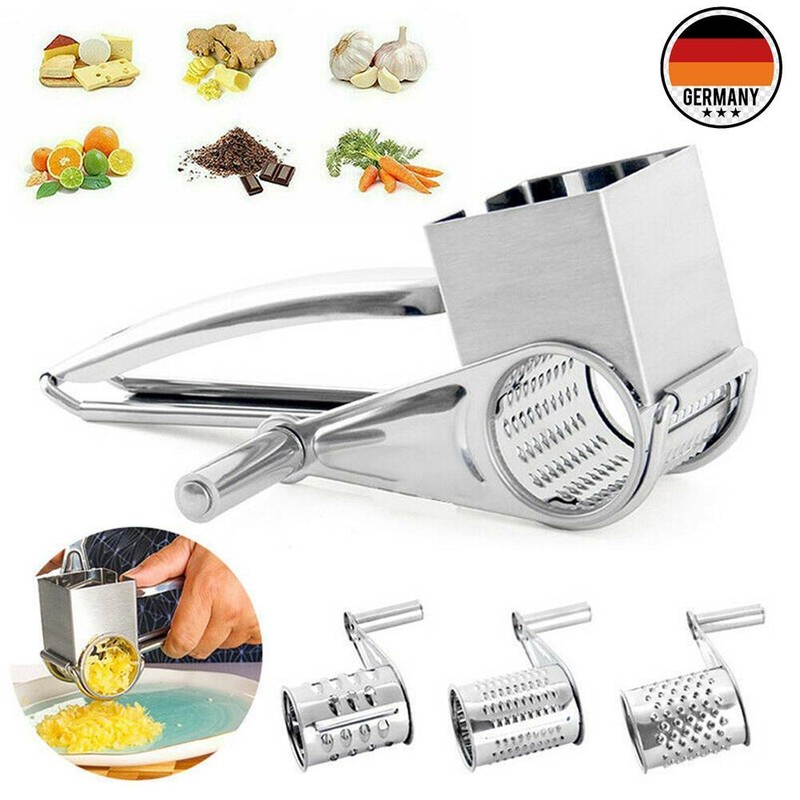 Käseraspel Parmesanreibe Reibemühle Käsereibe Hartkäsereibe Edelstahl 3 Trommeln