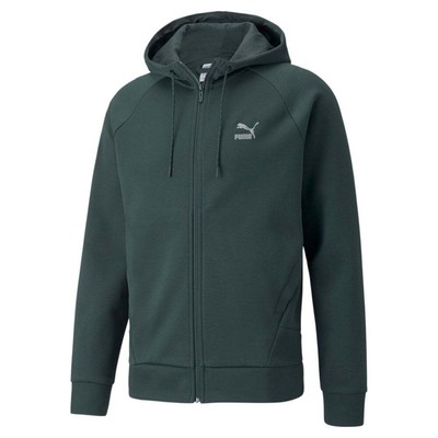 

Puma Classics Tech Full Zip Hoodie Мужская зеленая повседневная спортивная верхняя одежда 531506-8, Зеленый, Puma Classics Tech Full Zip Hoodie