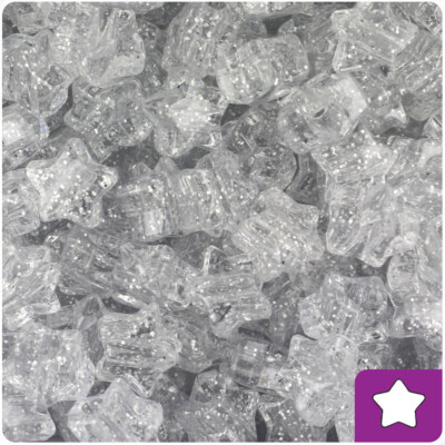 BeadTin Sparkle 13mm Star Pony Beads (250pcs) - Color choice