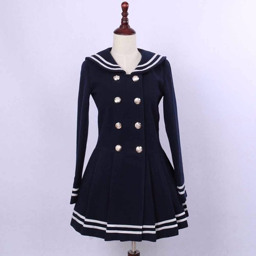 Pre-owned Handmade Custom Made To Order Lolita Bow Double-breasted Pleated Wool Coat Plus1x-10xl169 In Black