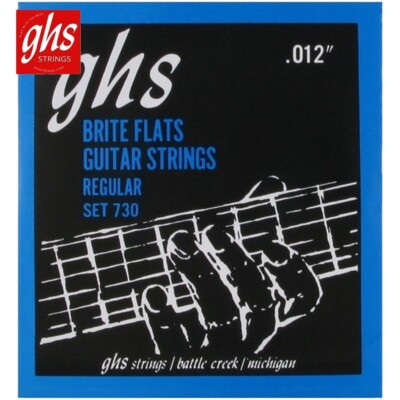 GHS 730 Brite Flats Micro-Ground Roundwound Nickel Electric Guitar Strings 12-54