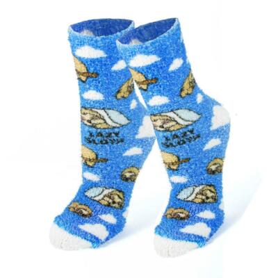 Do It Later Sleepy Sloth Fuzzy Print Sock