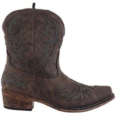 

Roper Amelia Snip Toe Cowboy Boots Womens Brown Western Cowboy Boots 09-021-15, Коричневый, Roper Amelia Snip Toe Cowboy Booties