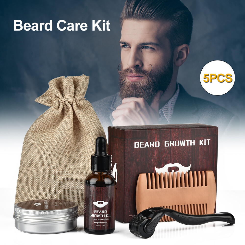 beard growth kit beard derma roller  beard growth serum oil  beard balm