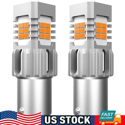 AUXITO 2X 1156 BA15S Amber Yellow Indicator Signal Blinker LED Light Bulb CANBUS