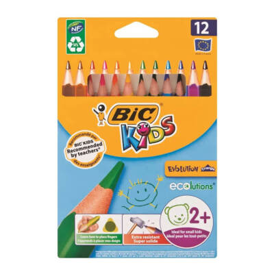 Bic Kids Evolution Coloured Pencils Assorted Color Pack of 12 Ages 2+ and Up