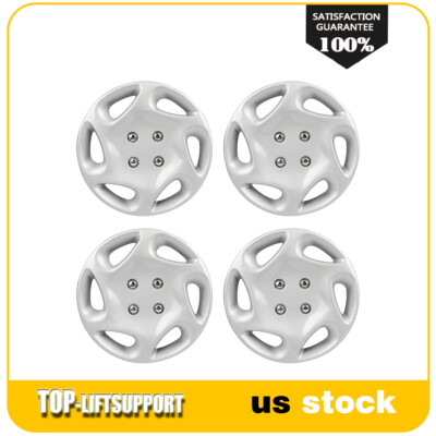 4x 14'' inch Wheel Covers Wheel Full Hub Caps Hubcaps For R14 Tire Snap On Silver