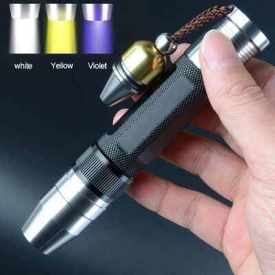 365nm Flashlight 3 in1 White Yellow UV Light Gem Jade Amber Inspect Torch US