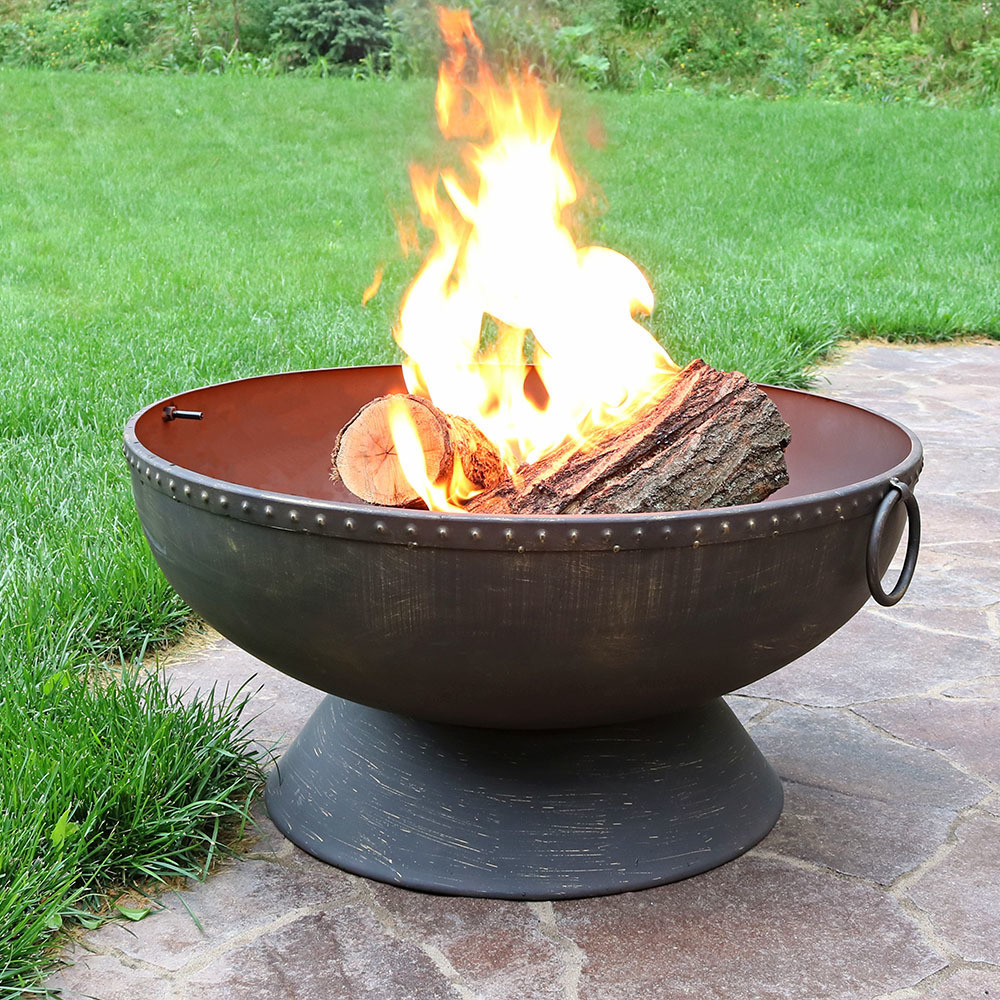 Fire Pit Steel Brass Accents Spark Screen Poker 30