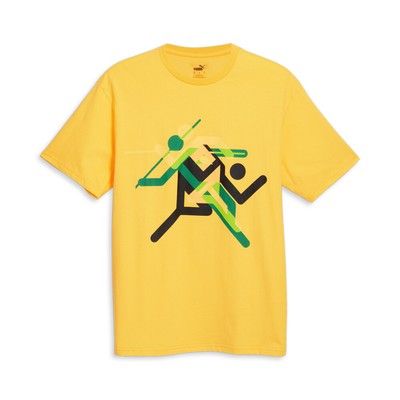 Puma Village Wear- графическая футболка с круглым вырезом и коротким рукавом, мужские желтые повседневные топы