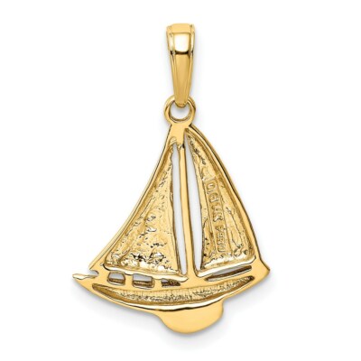 Pre-owned Superdealsforeverything Real 14kt Yellow Gold Sailboat Pendant