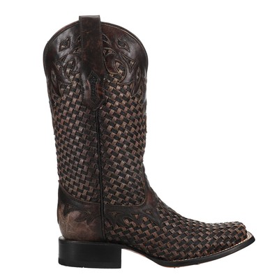 Pre-owned Corral Boots Glitter Woven Square Toe Cowboy Womens Brown Casual Boots A4526