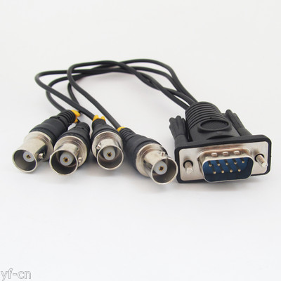 1set D-Sub 9pin 2 Row Male DE9 RS-232 to 4 BNC Female Video