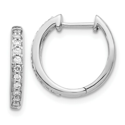 Pre-owned Samajewelers Real 14kt White Gold Diamond Complete Hinged Hoop Earrings