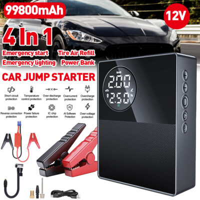 Jump Starter With Air Compressor 2000A Power Battery Charger Emergency Booster