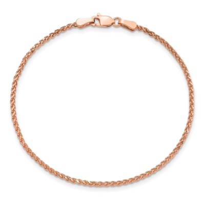 Pre-owned Samajewelers Real 14k Rose Gold 1.7mm Diamond Cut Spiga Chain Bracelet; 7 Inch; Lobster Clasp In Pink