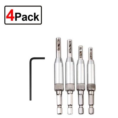 Self Centering Lock Hinge Drill Bit Set Hardware Drawer Pilot Hole Guides Tool