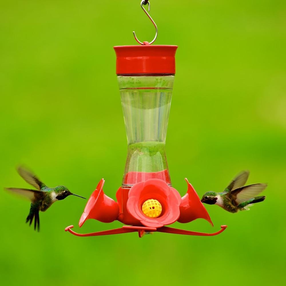 Hummingbird Feeder 8 oz. Pinch Waist Red Hanging Easy Fill Garden Perch Yard