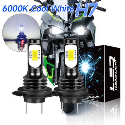 For Kawasaki Ninja ZX6R ZX636 2003-2017 H7 Motorcycle LED Headlights Bulbs 6000k
