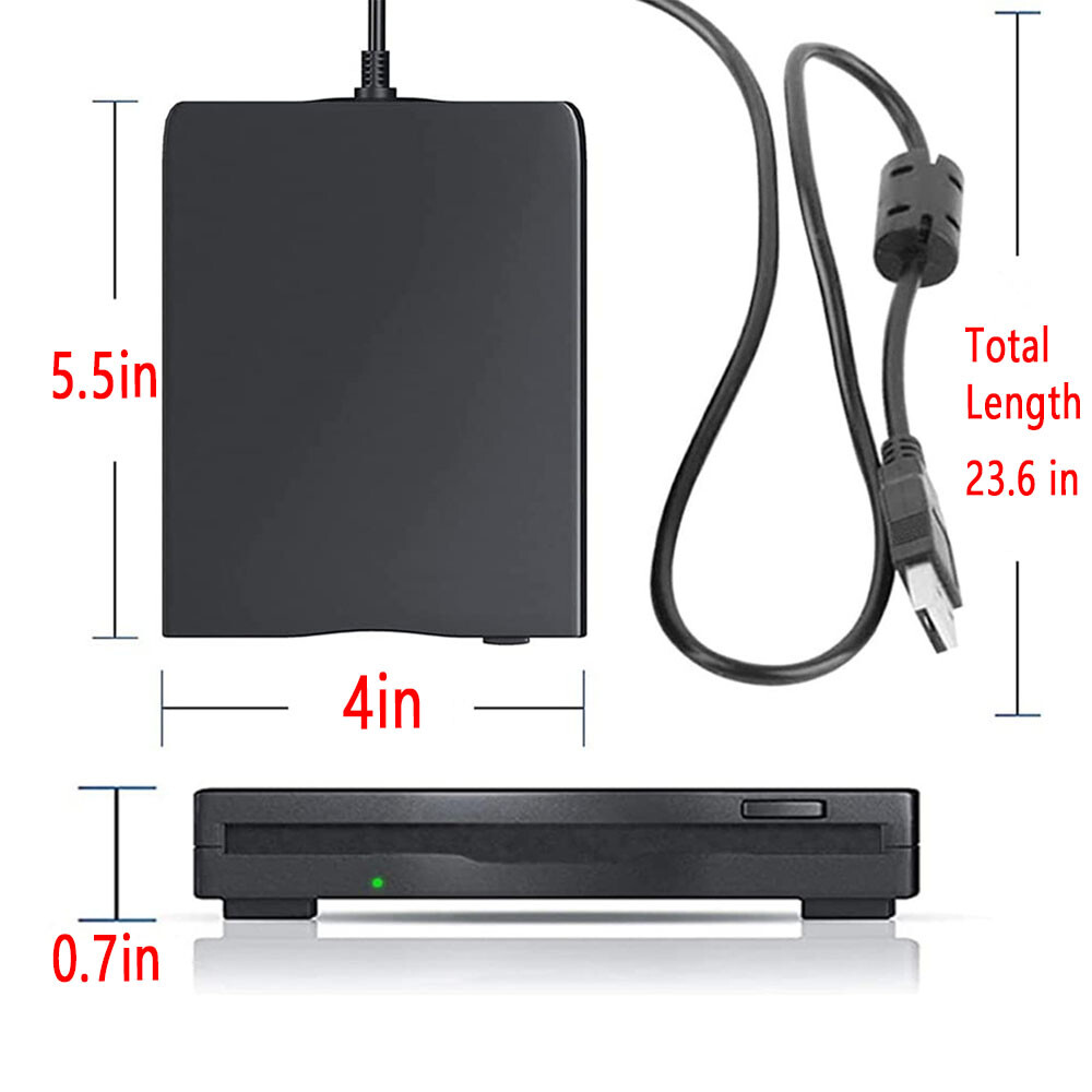 3.5” USB 2.0 Data External Floppy Disk Drive 1.44MB For Laptop PC Win 7/8/10/11