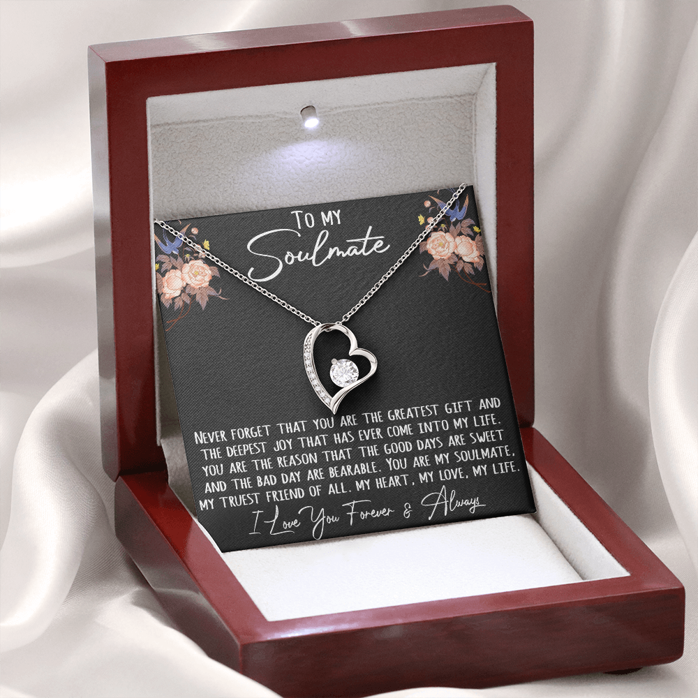 To My Soulmate Gift Forever Love Heart Necklace Engagement Gift for Future Wife