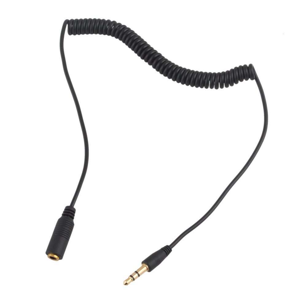 3 Pole 3.5mm Female to Male Headphone Stereo Audio Extension Spring