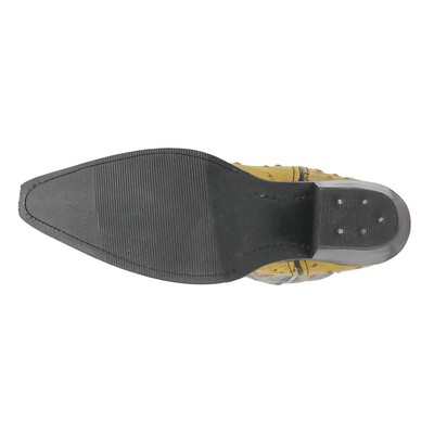 Pre-owned Dingo Selene Ostrich Print Snip Toe Cowboy Womens Blue, Yellow Casual Boots Di2