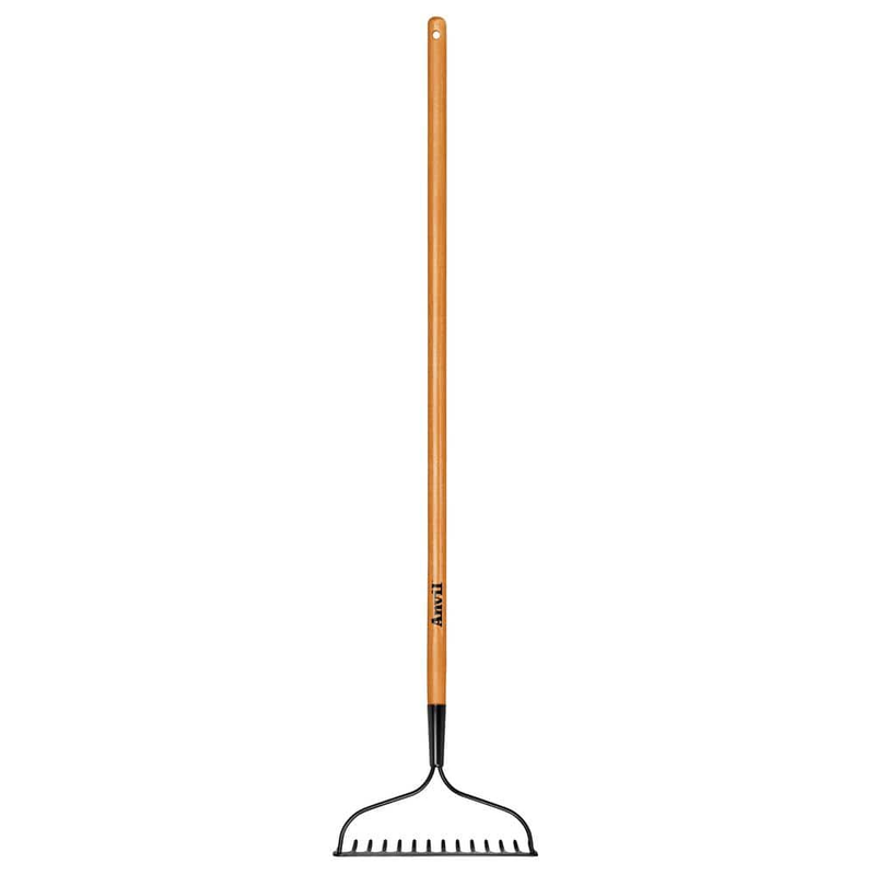 	47 In. Wood Handle Coated Steel Garden Bow Rake Wood Handle Welded Tines 14-Tin