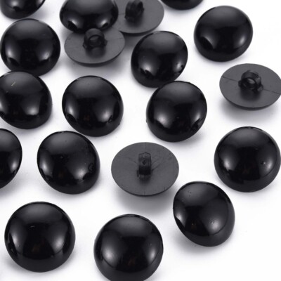 Black Shank Button - Domed Shape - Acrylic - Half Round - 22mm x 13mm(033B-01)