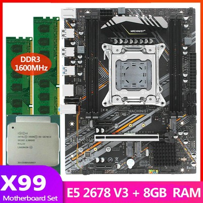 X99 Motherboard LGA 2011-3 8GB DDR3 RAM Xeon E5 2678 V3 CPU WIFI SATA NVME M.2 