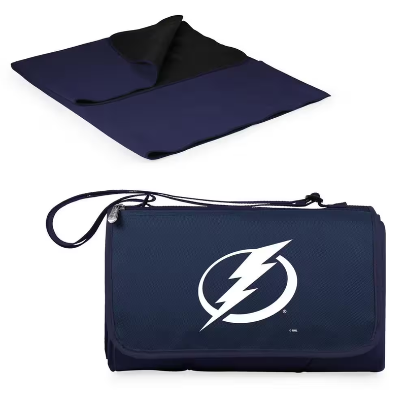 Tampa Bay Lightning Outdoor Picnic Blanket Tote Navy Fleece Water Resistant