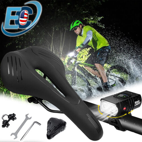 Comfort MTB Bike Bicycle Saddle Seat Soft Gel USB LED Headli