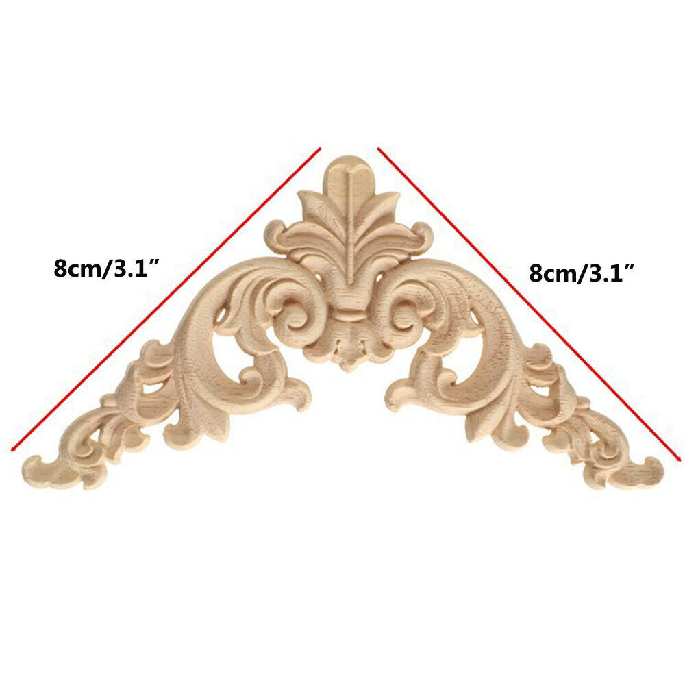 4pcs Unpainted Wooden Carved Corner Onlay Applique Furniture Moulding Decals