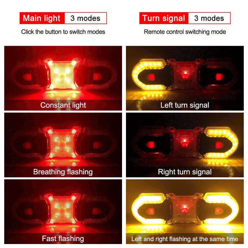 Bike Turn Signals Light Bicycle Front or Rear Indicator w/Smart Wireless Remote