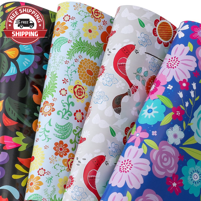 For Girls Women - Floral Gift Wrap Paper For Mother's Day,