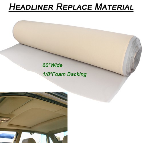 54in. x 60in. Beige Headliner Fabric Foam Backing Roof Sagging Replace