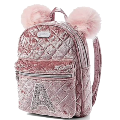 Justice velvet clearance backpack