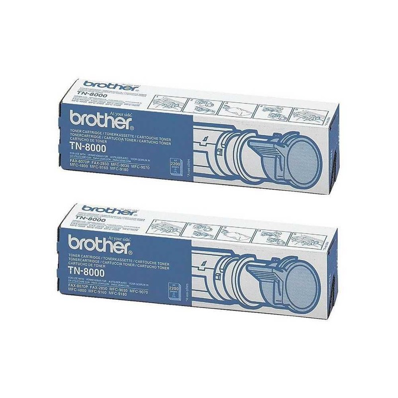 2x Brother Toner Tn-8000 FÃ¼R Mfc-4800 9030 9070 9160 9180, Fax-2850 8070, Ovp