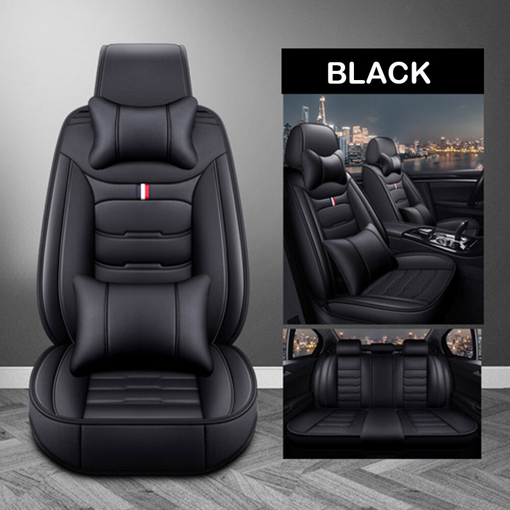 For Toyota Camry Car Seat Covers 5-Seats Front & Rear Protector Leather Full Set