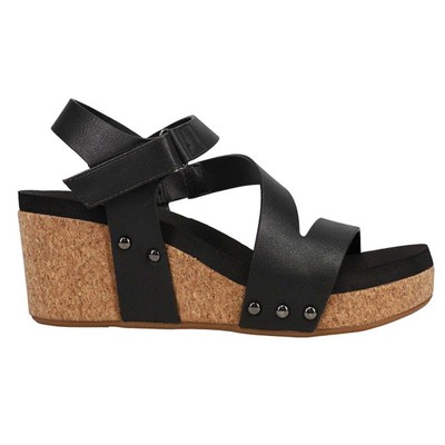 Женские черные повседневные сандалии Corkys Spring Fling Wedge 30-5396-BLCK