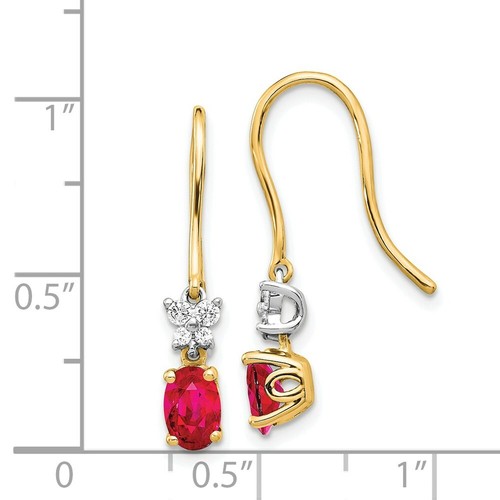 Pre-owned Goldia 14k Two Tone Diamond & Ruby Earrings In Gold