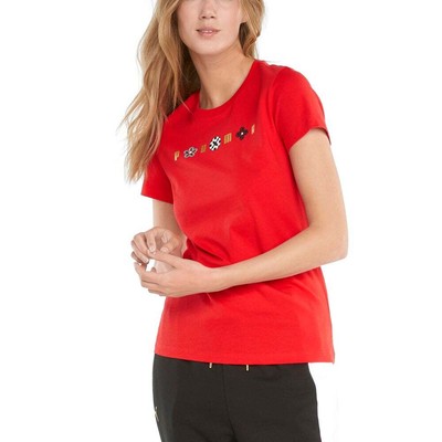 

Puma As Graphic Crew Neck Футболка с коротким рукавом Женские красные повседневные топы 532872-11, Красный