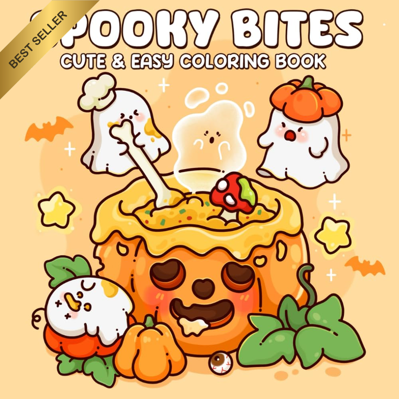 Spooky Bites: a Cute & Easy Coloring Book for Adults and Teens Featuring Mischie