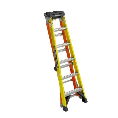 Straight Step Ladder Stairway Leaning Multi Position Fiberglass