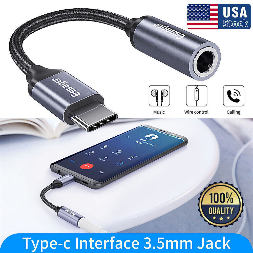 USB-C Type C Adapter Port to 3.5MM Aux Audio Jack Earphone H