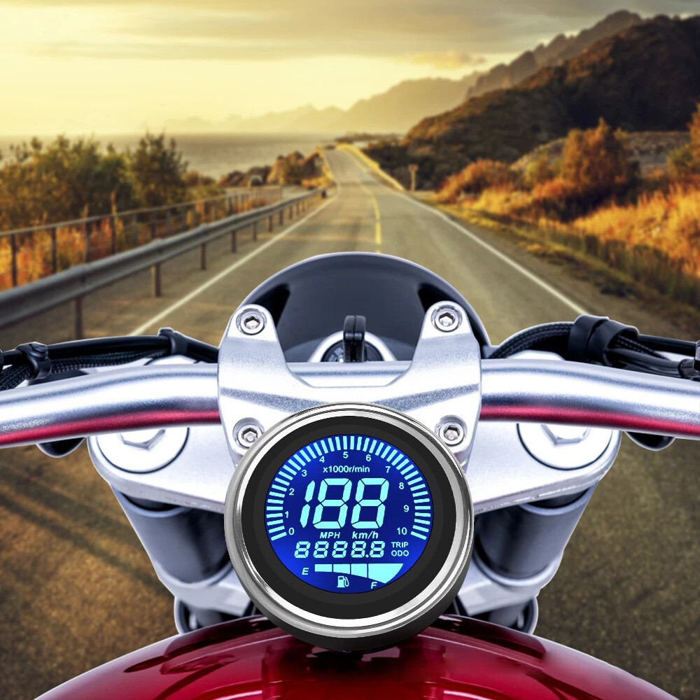 Digital LED LCD Odometer Meter Tachometer Motorcycle  Speedometer Fuel Gauge