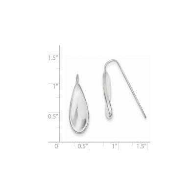 Pre-owned Superdealsforeverything Real 14kt White Gold Curved Tear Drop Wire Earrings